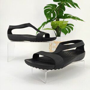 Crocs Women's Gladiator Black Slip On Low Wedge Comfort Sandals Size 8 US